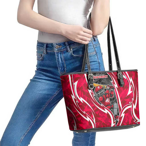 Melbourne Renegades Leather Tote Bag Flaming Lightning Storm Geometric Sports Mascot Art