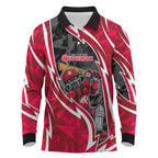 Melbourne Renegades Long Sleeve Polo Shirt Flaming Lightning Storm Geometric Sports Mascot Art