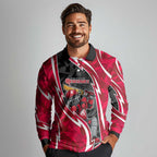 Melbourne Renegades Long Sleeve Polo Shirt Flaming Lightning Storm Geometric Sports Mascot Art