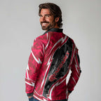 Melbourne Renegades Long Sleeve Polo Shirt Flaming Lightning Storm Geometric Sports Mascot Art
