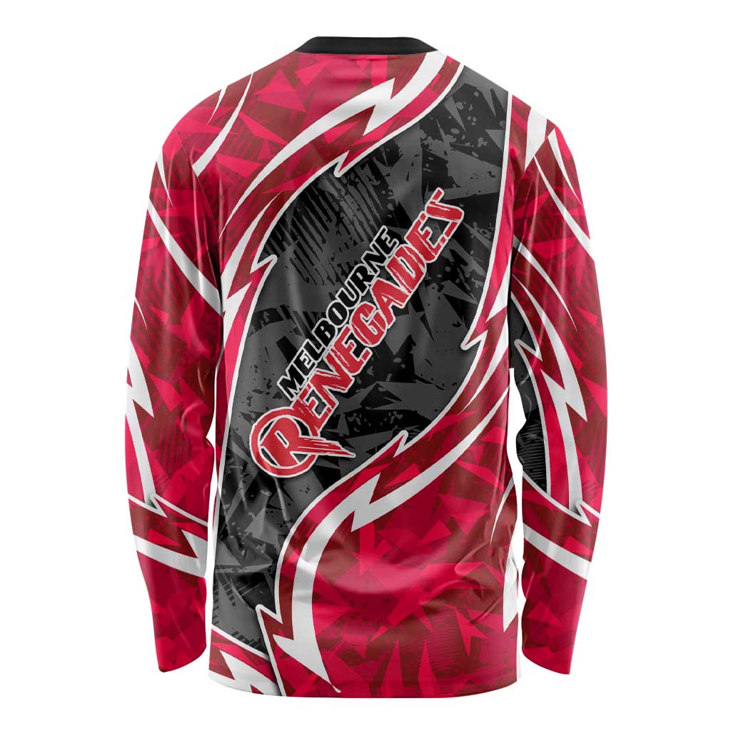 Melbourne Renegades Long Sleeve Shirt Flaming Lightning Storm Geometric Sports Mascot Art