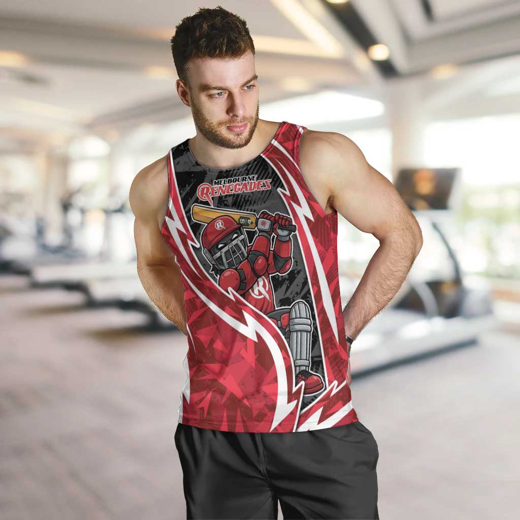 Melbourne Renegades Men Tank Top Flaming Lightning Storm Geometric Sports Mascot Art