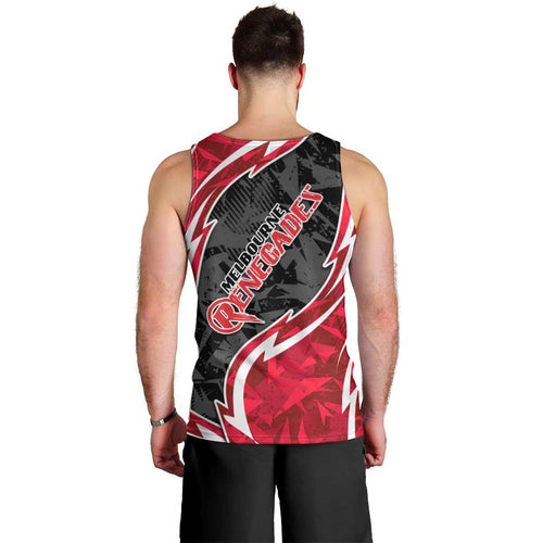 Melbourne Renegades Men Tank Top Flaming Lightning Storm Geometric Sports Mascot Art