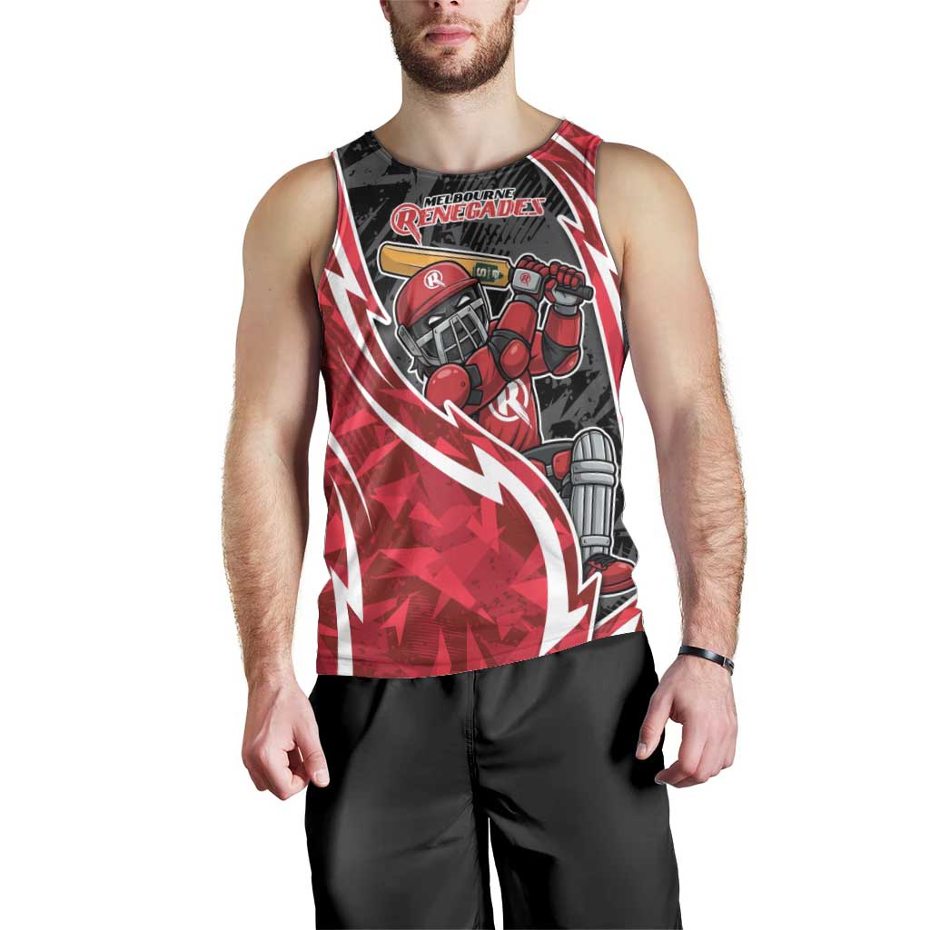 Melbourne Renegades Men Tank Top Flaming Lightning Storm Geometric Sports Mascot Art