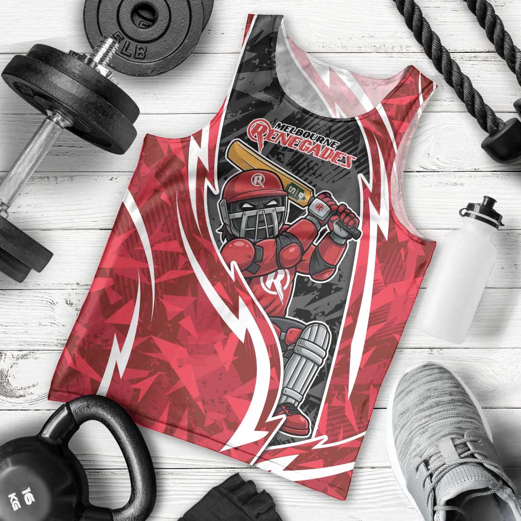 Melbourne Renegades Men Tank Top Flaming Lightning Storm Geometric Sports Mascot Art