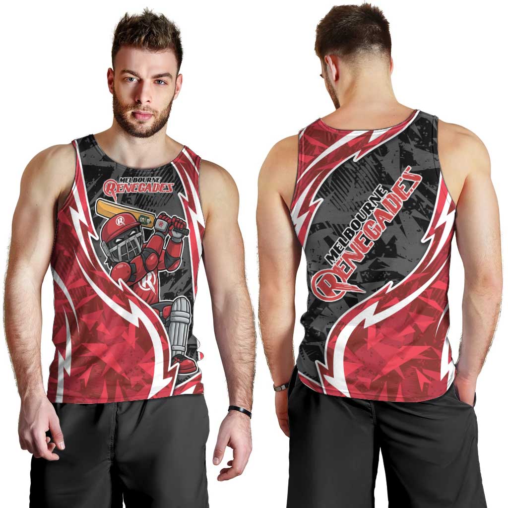 Melbourne Renegades Men Tank Top Flaming Lightning Storm Geometric Sports Mascot Art