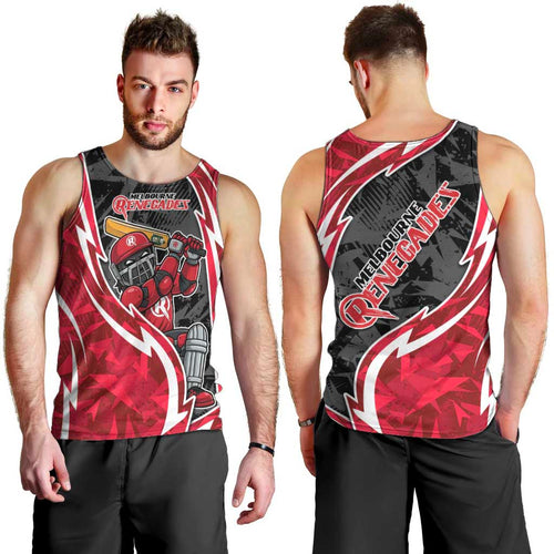 Melbourne Renegades Men Tank Top Flaming Lightning Storm Geometric Sports Mascot Art