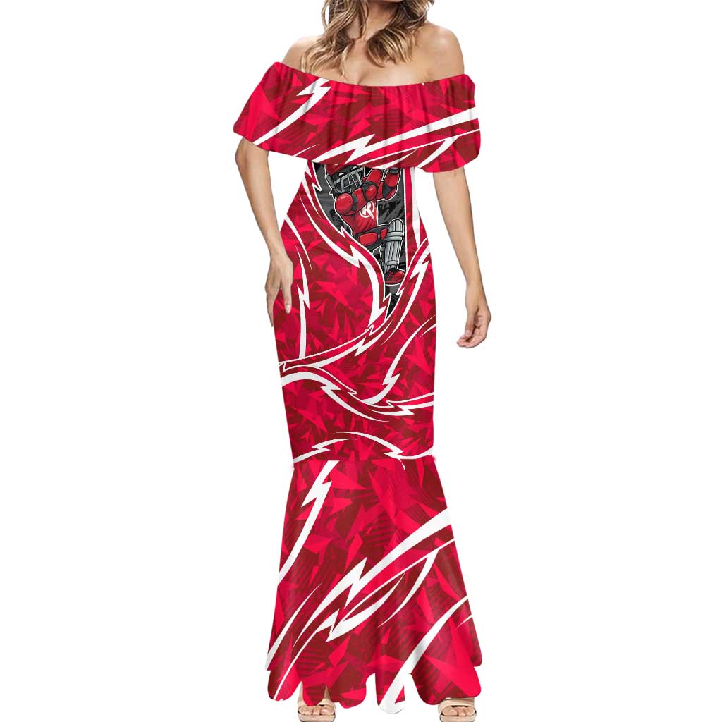 Melbourne Renegades Mermaid Dress Flaming Lightning Storm Geometric Sports Mascot Art