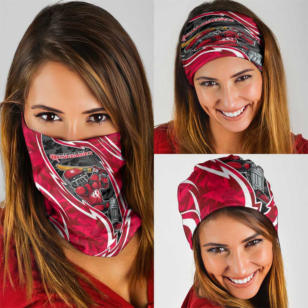Melbourne Renegades Neck Gaiter Flaming Lightning Storm Geometric Sports Mascot Art