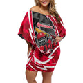 Melbourne Renegades Off Shoulder Short Dress Flaming Lightning Storm Geometric Sports Mascot Art