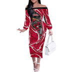 Melbourne Renegades Off The Shoulder Long Sleeve Dress Flaming Lightning Storm Geometric Sports Mascot Art