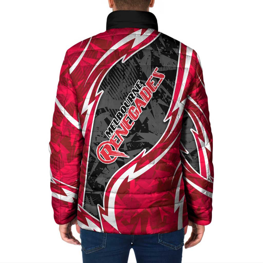 Melbourne Renegades Padded Jacket Flaming Lightning Storm Geometric Sports Mascot Art