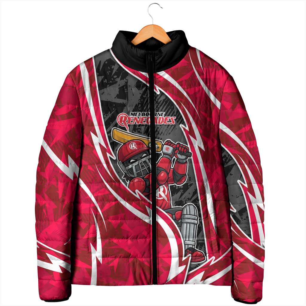 Melbourne Renegades Padded Jacket Flaming Lightning Storm Geometric Sports Mascot Art