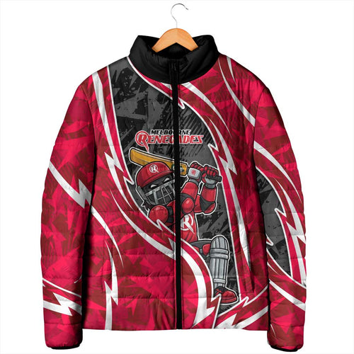 Melbourne Renegades Padded Jacket Flaming Lightning Storm Geometric Sports Mascot Art