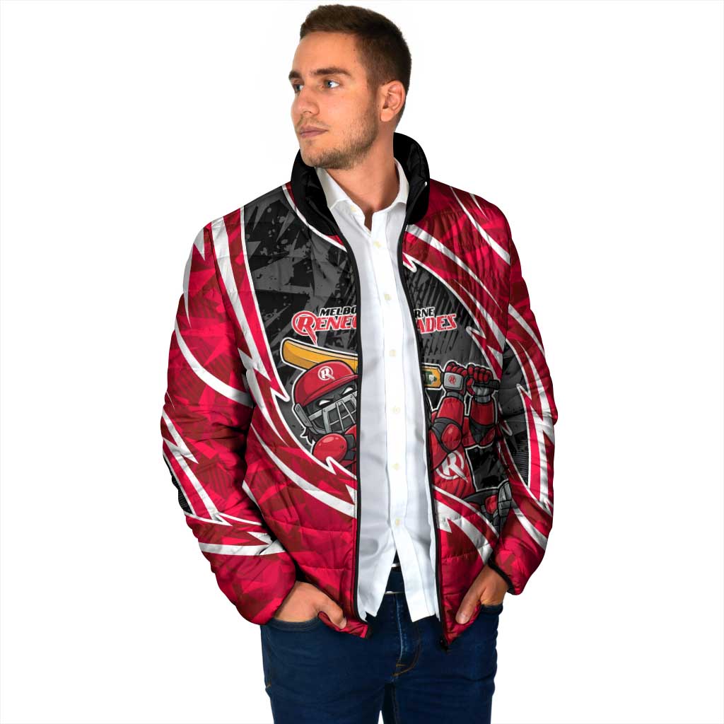 Melbourne Renegades Padded Jacket Flaming Lightning Storm Geometric Sports Mascot Art