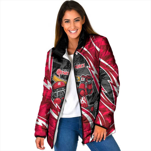 Melbourne Renegades Padded Jacket Flaming Lightning Storm Geometric Sports Mascot Art