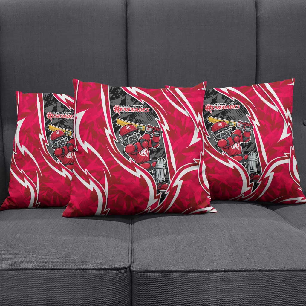 Melbourne Renegades Pillow Cover Flaming Lightning Storm Geometric Sports Mascot Art