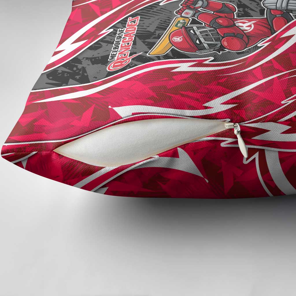 Melbourne Renegades Pillow Cover Flaming Lightning Storm Geometric Sports Mascot Art