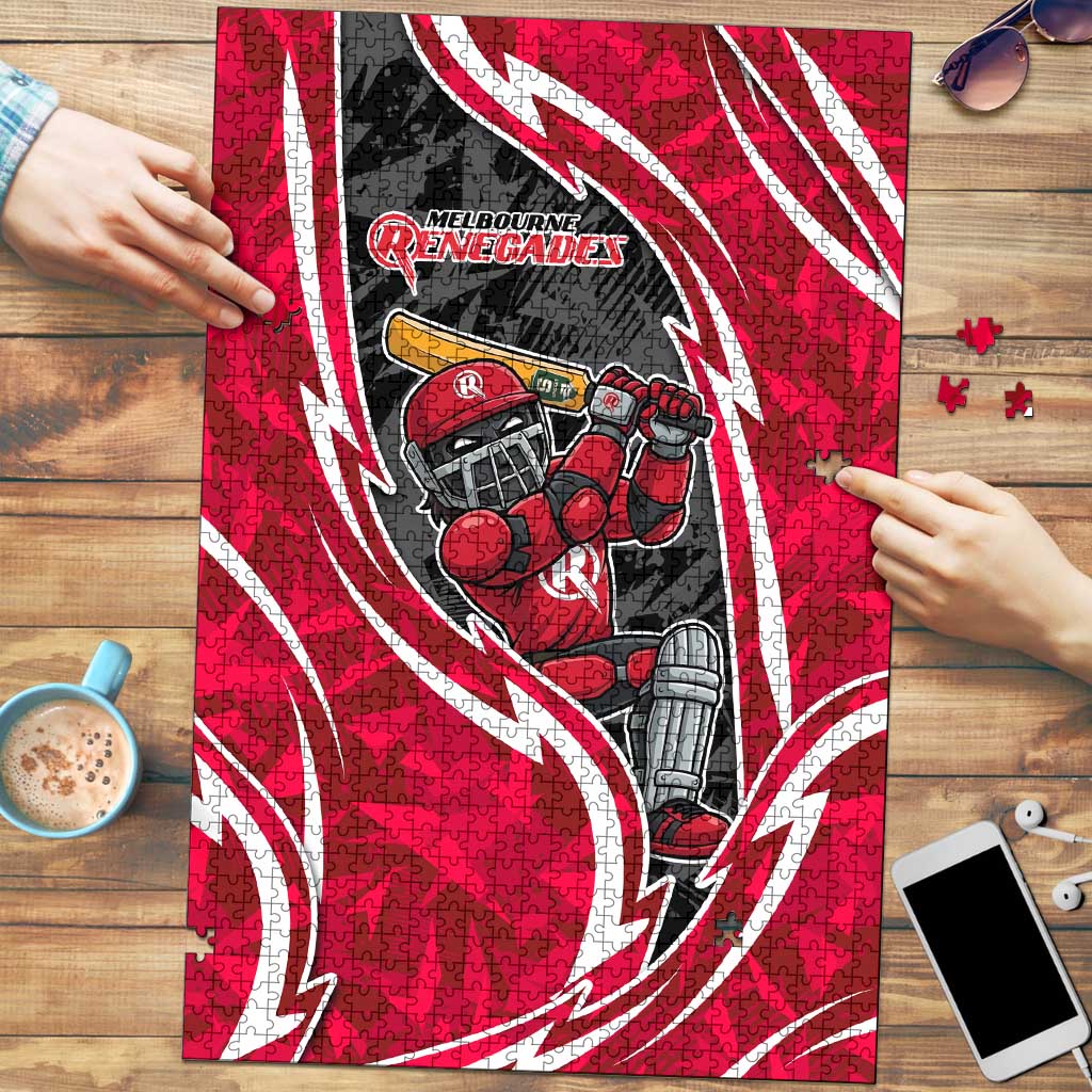 Melbourne Renegades Puzzle Flaming Lightning Storm Geometric Sports Mascot Art