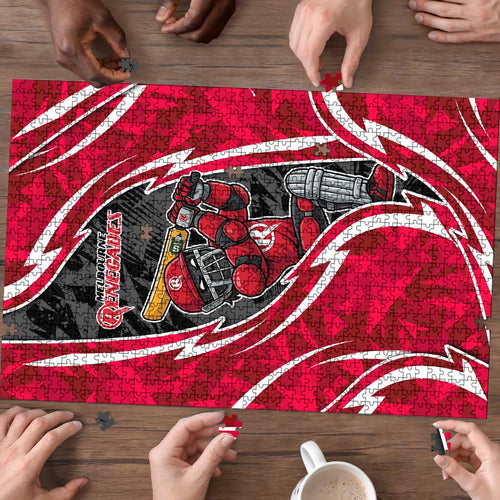 Melbourne Renegades Puzzle Flaming Lightning Storm Geometric Sports Mascot Art
