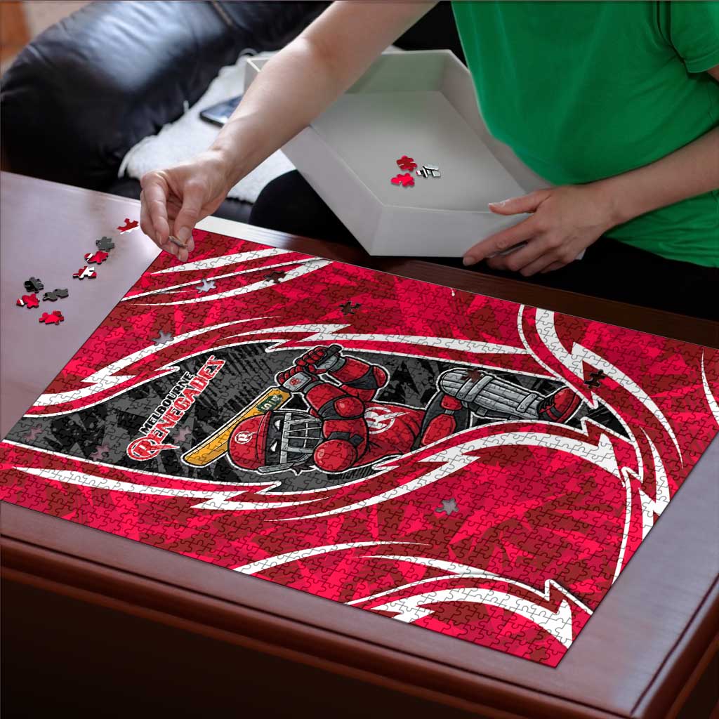Melbourne Renegades Puzzle Flaming Lightning Storm Geometric Sports Mascot Art
