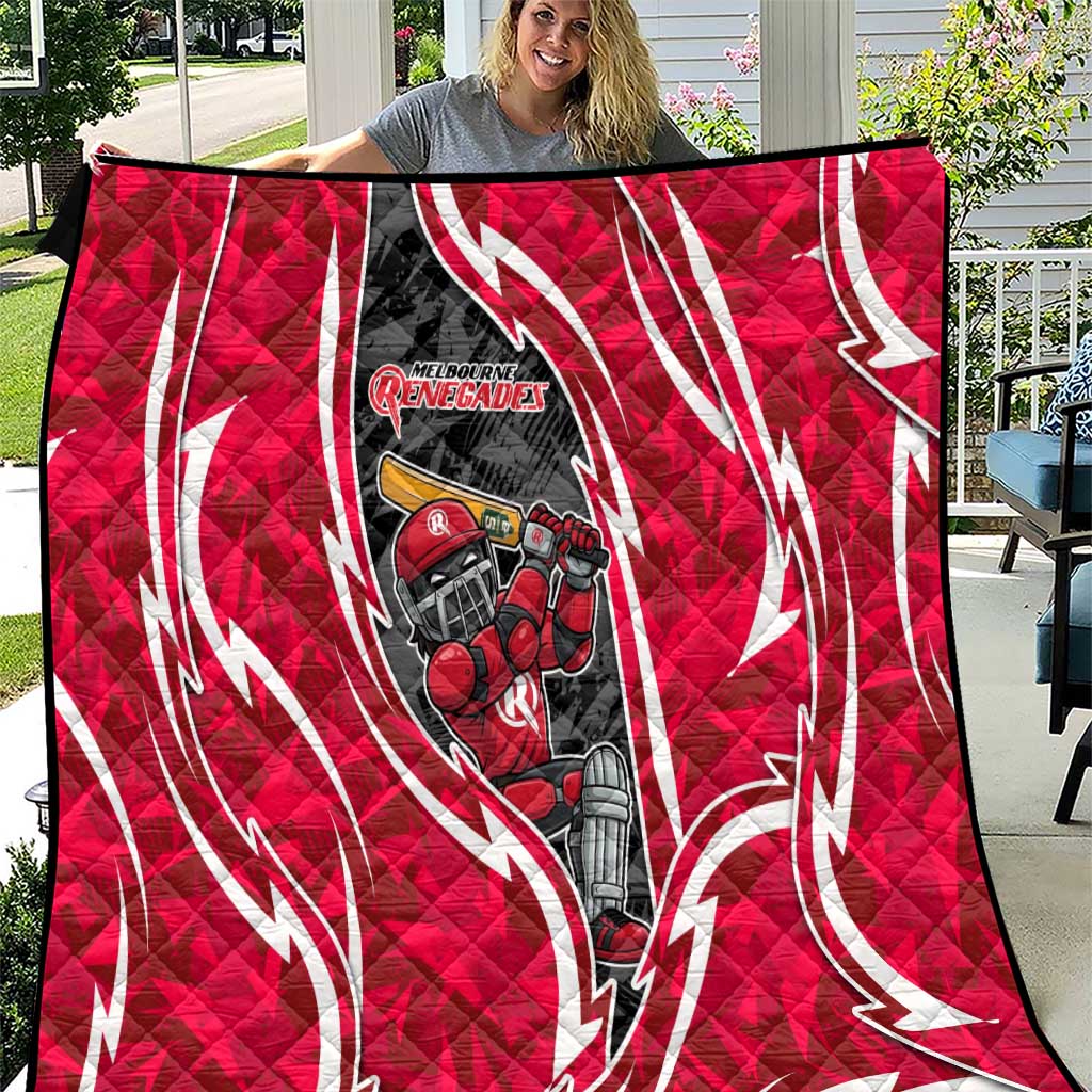 Melbourne Renegades Quilt Flaming Lightning Storm Geometric Sports Mascot Art