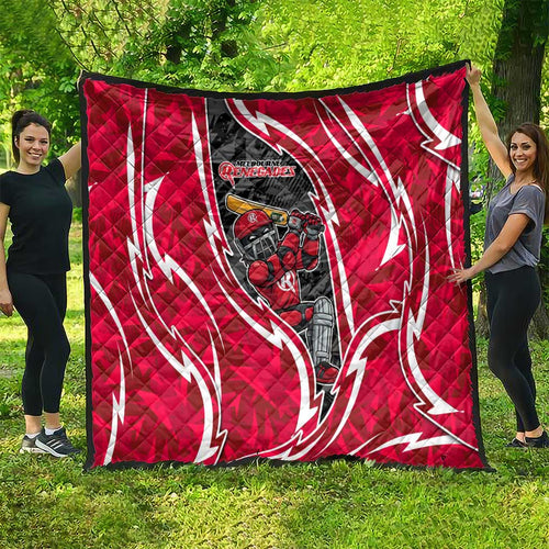 Melbourne Renegades Quilt Flaming Lightning Storm Geometric Sports Mascot Art