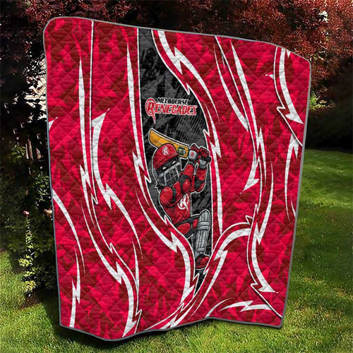 Melbourne Renegades Quilt Flaming Lightning Storm Geometric Sports Mascot Art
