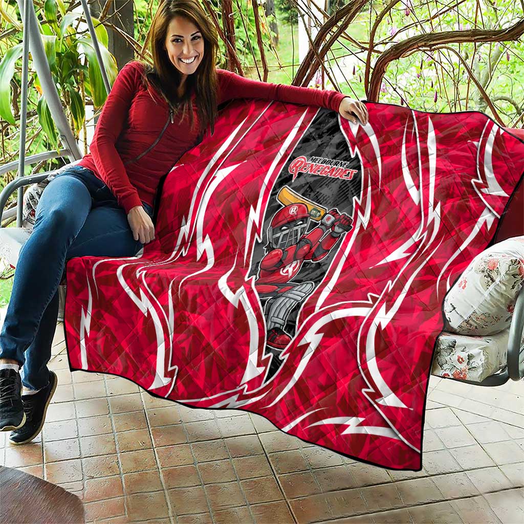 Melbourne Renegades Quilt Flaming Lightning Storm Geometric Sports Mascot Art