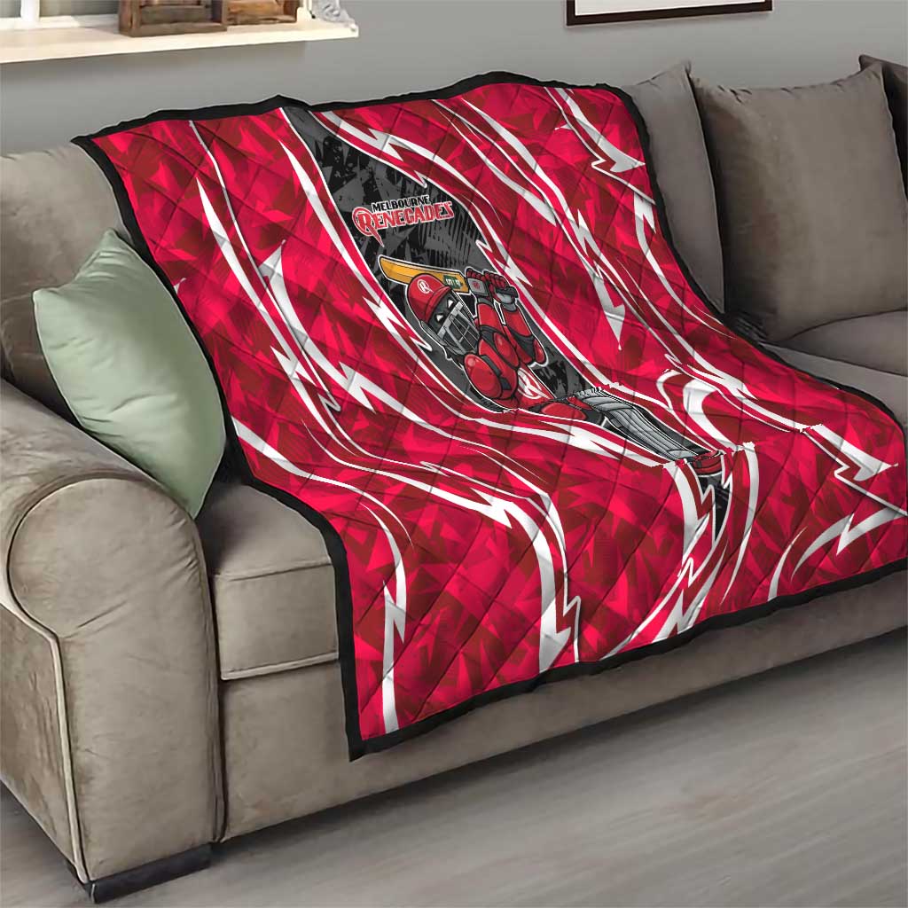 Melbourne Renegades Quilt Flaming Lightning Storm Geometric Sports Mascot Art
