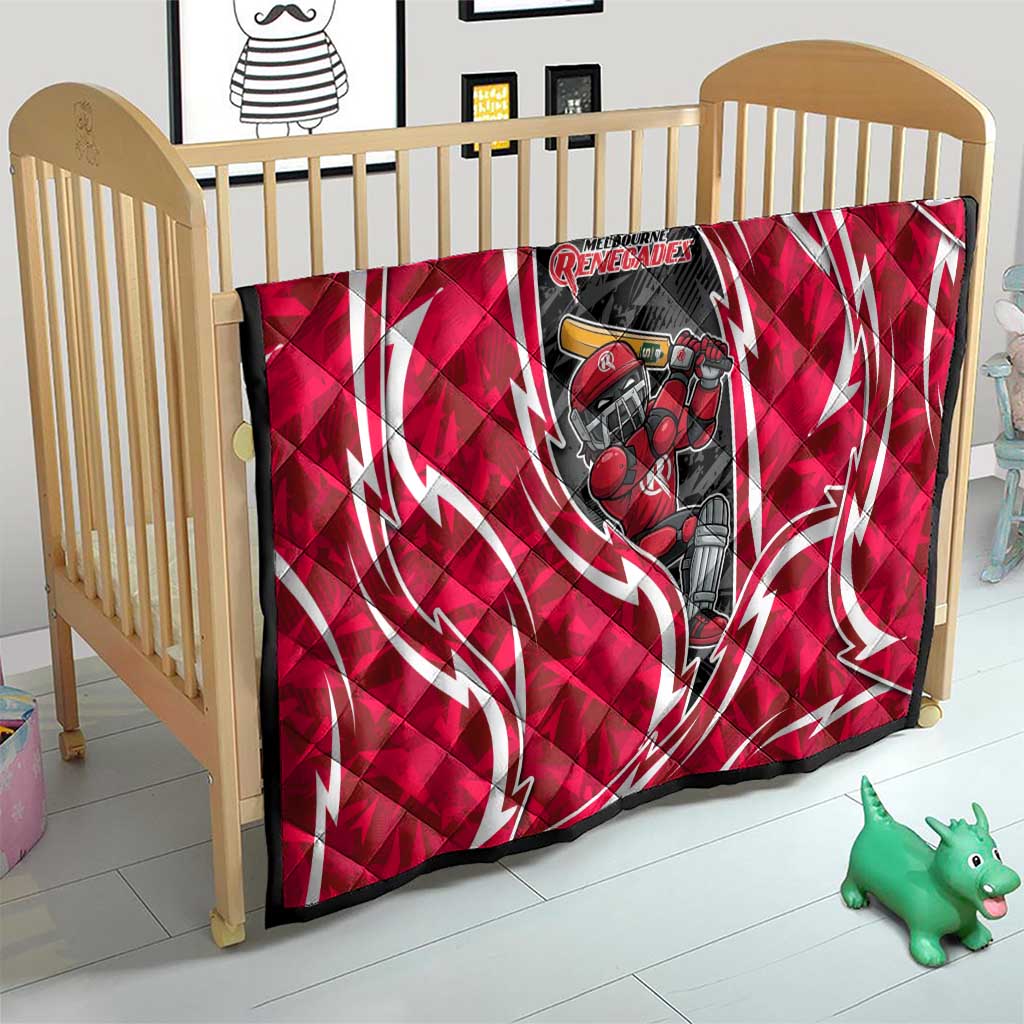 Melbourne Renegades Quilt Flaming Lightning Storm Geometric Sports Mascot Art
