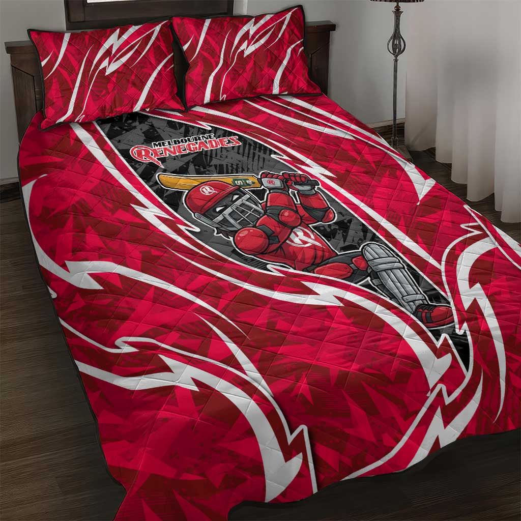 Melbourne Renegades Quilt Bed Set Flaming Lightning Storm Geometric Sports Mascot Art