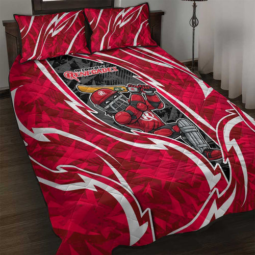 Melbourne Renegades Quilt Bed Set Flaming Lightning Storm Geometric Sports Mascot Art