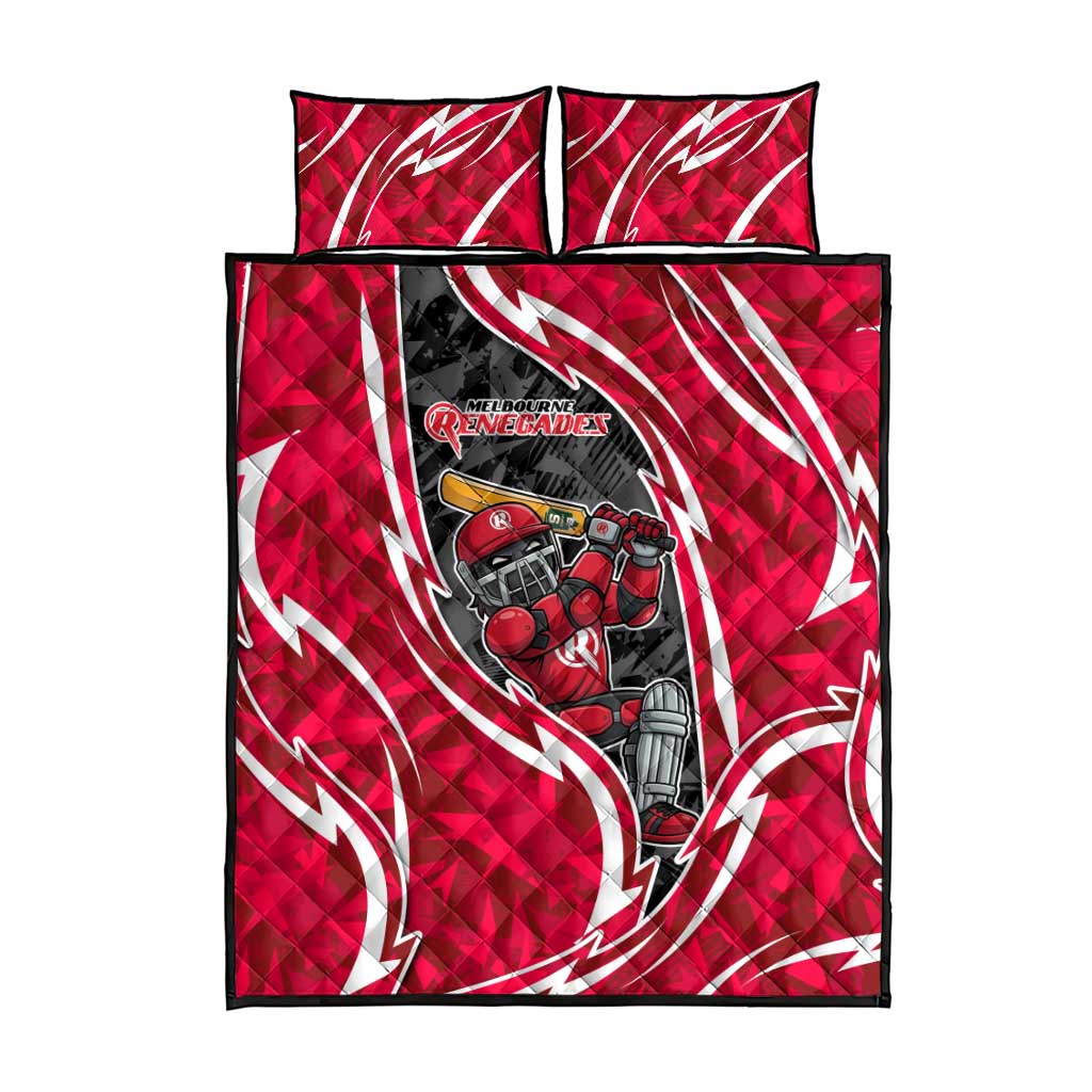 Melbourne Renegades Quilt Bed Set Flaming Lightning Storm Geometric Sports Mascot Art