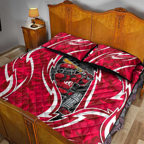 Melbourne Renegades Quilt Bed Set Flaming Lightning Storm Geometric Sports Mascot Art
