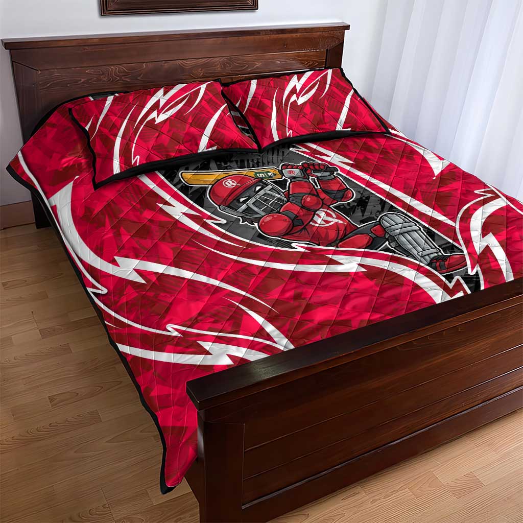 Melbourne Renegades Quilt Bed Set Flaming Lightning Storm Geometric Sports Mascot Art