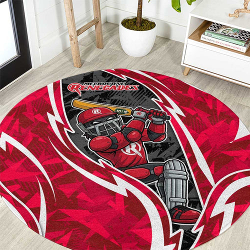 Melbourne Renegades Round Carpet Flaming Lightning Storm Geometric Sports Mascot Art