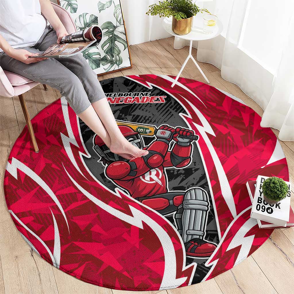 Melbourne Renegades Round Carpet Flaming Lightning Storm Geometric Sports Mascot Art