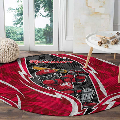 Melbourne Renegades Round Carpet Flaming Lightning Storm Geometric Sports Mascot Art