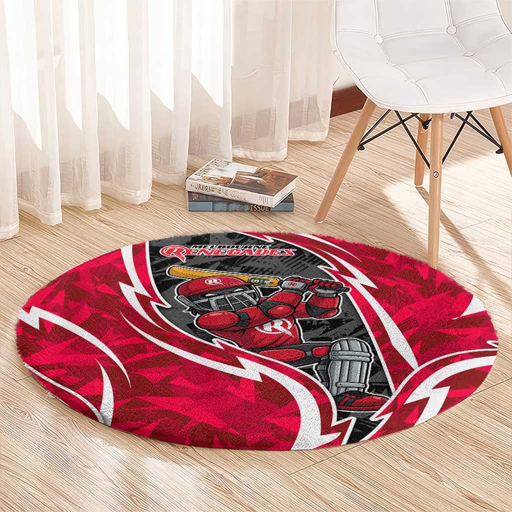 Melbourne Renegades Round Carpet Flaming Lightning Storm Geometric Sports Mascot Art