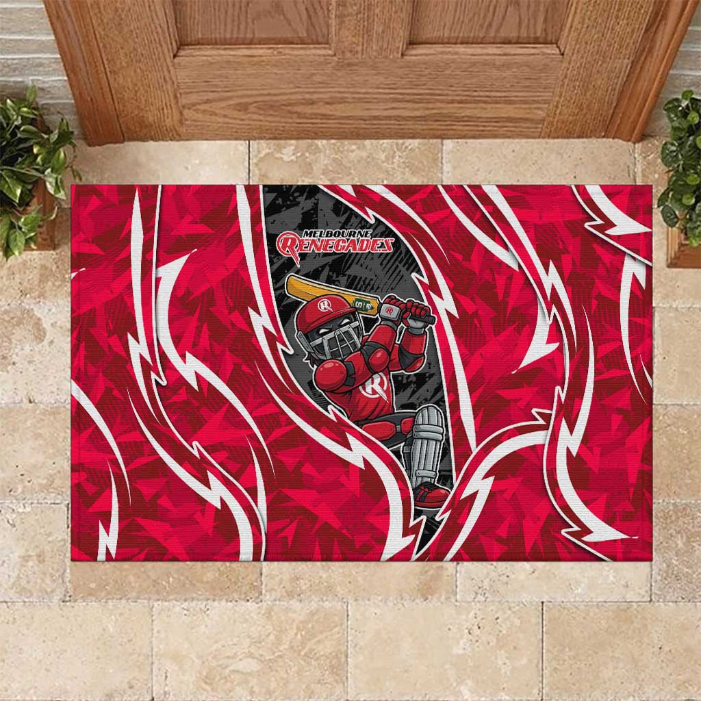 Melbourne Renegades Rubber Doormat Flaming Lightning Storm Geometric Sports Mascot Art