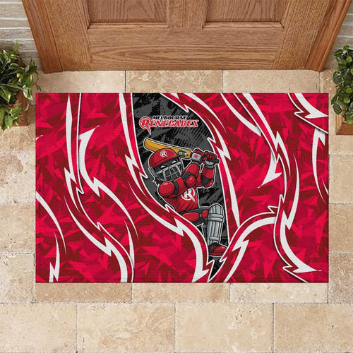 Melbourne Renegades Rubber Doormat Flaming Lightning Storm Geometric Sports Mascot Art