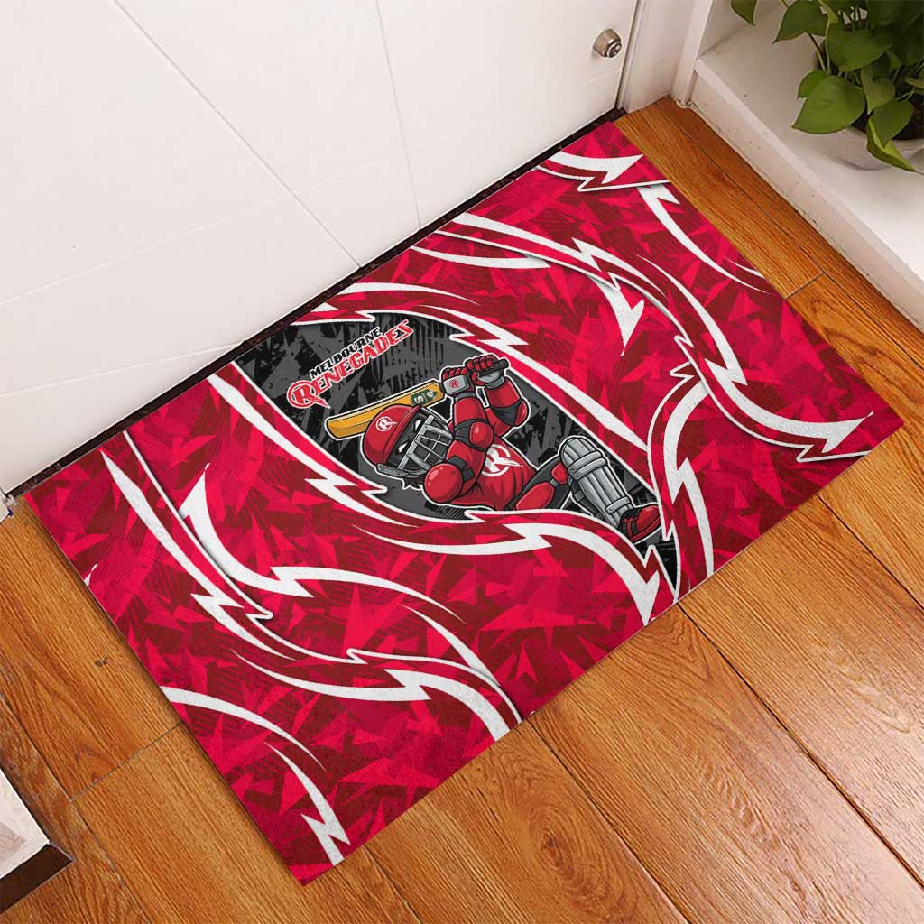 Melbourne Renegades Rubber Doormat Flaming Lightning Storm Geometric Sports Mascot Art