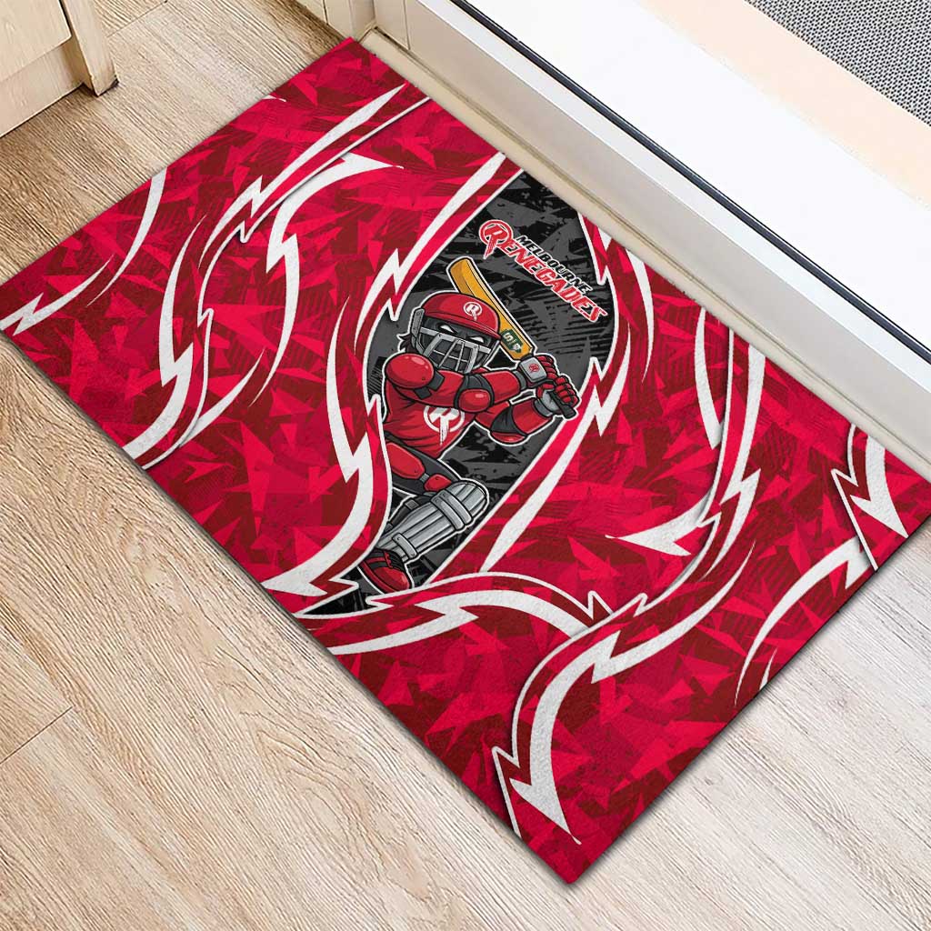 Melbourne Renegades Rubber Doormat Flaming Lightning Storm Geometric Sports Mascot Art