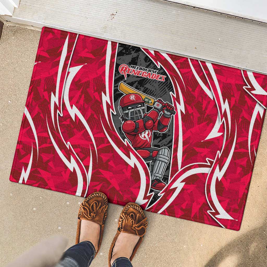 Melbourne Renegades Rubber Doormat Flaming Lightning Storm Geometric Sports Mascot Art