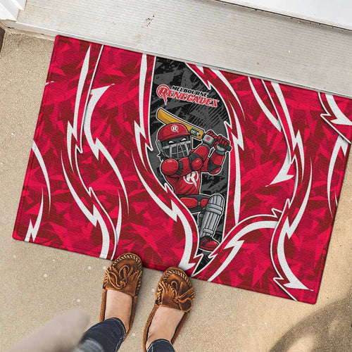 Melbourne Renegades Rubber Doormat Flaming Lightning Storm Geometric Sports Mascot Art