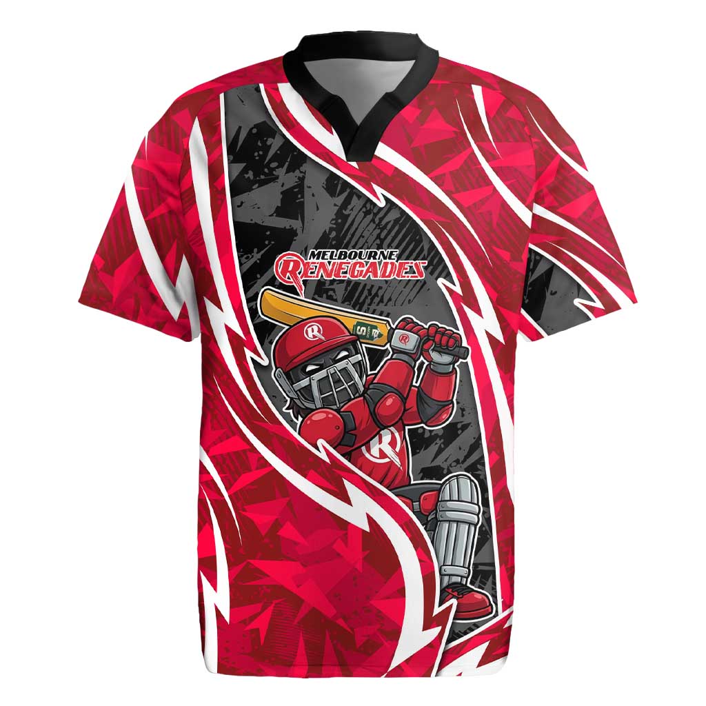 Melbourne Renegades Rugby Jersey Flaming Lightning Storm Geometric Sports Mascot Art