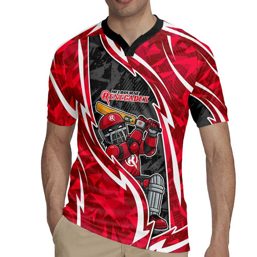 Melbourne Renegades Rugby Jersey Flaming Lightning Storm Geometric Sports Mascot Art