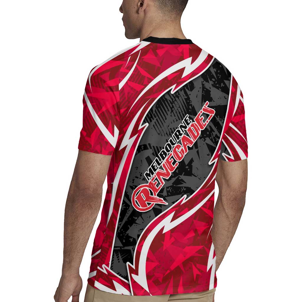 Melbourne Renegades Rugby Jersey Flaming Lightning Storm Geometric Sports Mascot Art