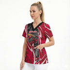Melbourne Renegades Scrub Top Flaming Lightning Storm Geometric Sports Mascot Art